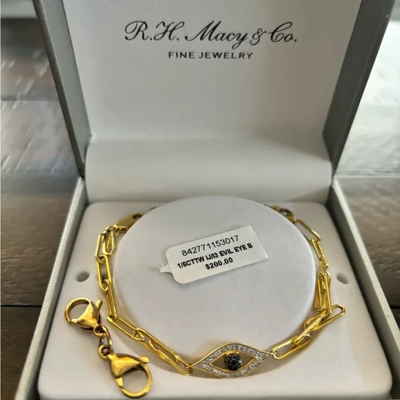 14k gold over sterling silver “Evil Eye” bracelet. - Picture 1 of 2